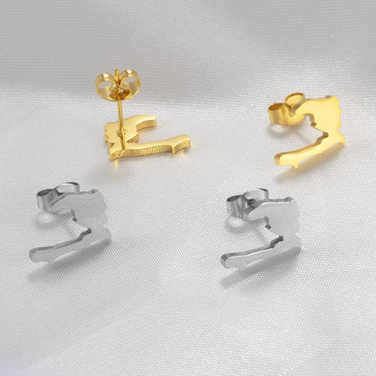 Boucles d'Oreilles Haïti Acier Inox Carte