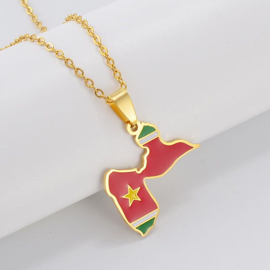 Pendentif Guadeloupe Drapeau Acier Inox