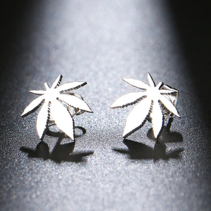 Boucle d'oreille Feuille de Fruit à Pain Acier Inox