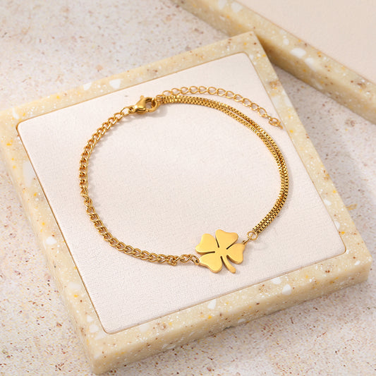Bracelet TREFLE 4 Feuilles Chances Acier Inox