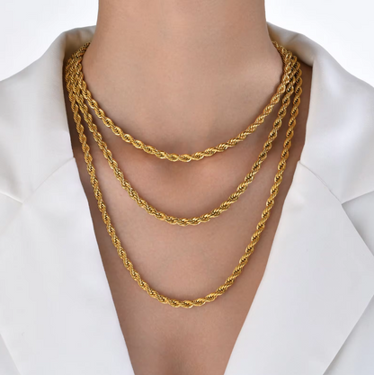 Collier Torsadé Acier Inox Couleur Or