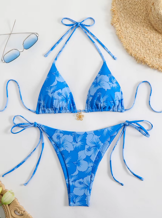 Ensemble Bikini Hibiscus 2 pièces Triangle Echancré