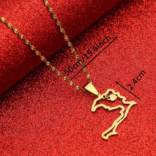 Pendentif Haïti Contour Acier Inox Doré Argenté