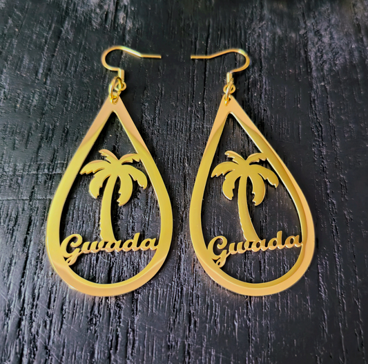 Boucles d'Oreilles Gouttes Gwada Acier Inox Doré