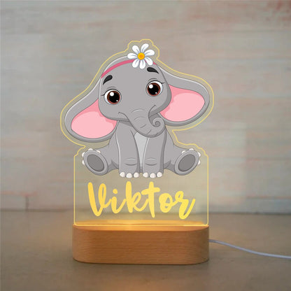 Veilleuse Personnalisée Animaux Prénom Eléphant