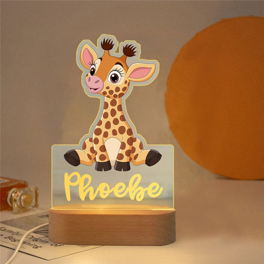 Veilleuse Personnalisée Animaux Prenom Girafe