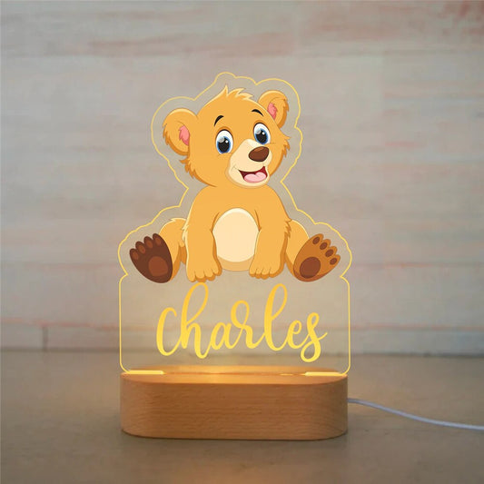 Veilleuse Personnalisée Animaux Prénom Ourson