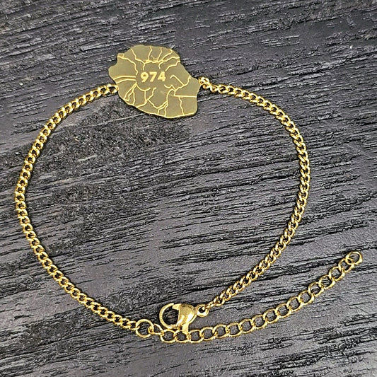 Bracelet LA REUNION 974 Acier Inox Doré