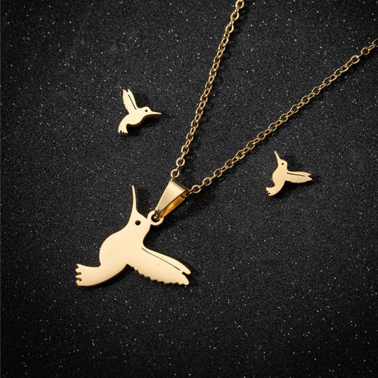 Boucles d'oreilles + Pendentif Colibri Créole