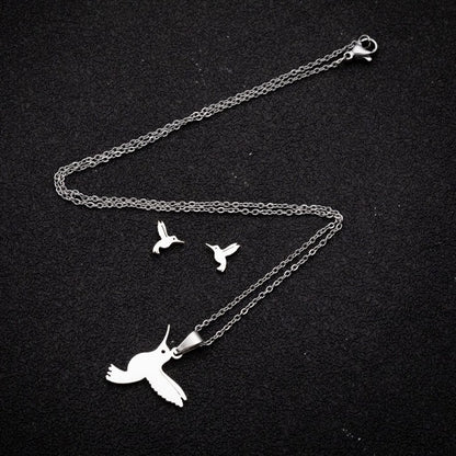 Boucles d'oreilles + Pendentif Colibri Créole