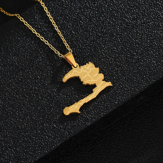 Pendentif Haïti Acier Inox Gravé