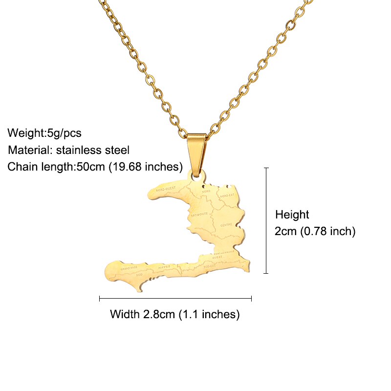Pendentif Haïti Acier Inox Gravé