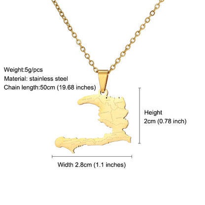 Pendentif Haïti Acier Inox Gravé